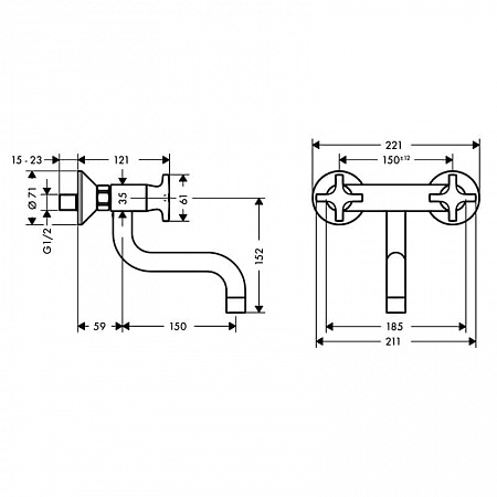 Смеситель для кухни Hansgrohe Logis Classic 71287000 настенный хром