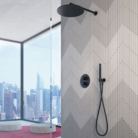 Душевой гарнитур CISAL Shower DS01881340 c ручной лейкой, шлангом 1500 мм и выводом с держателем, цвет Чёрный матовый