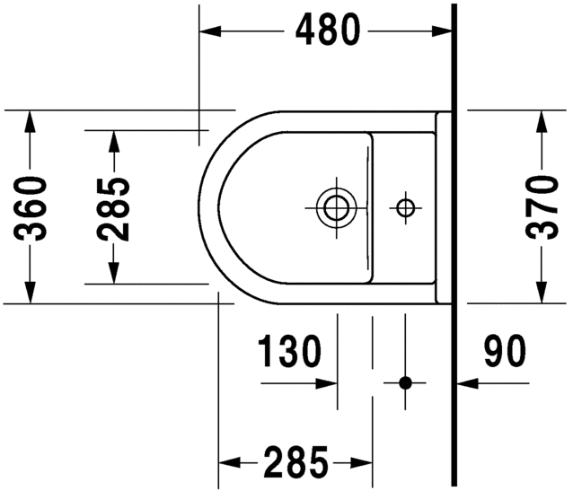 Подвесное биде Duravit Starck 3 2281150001 с переливом, с покрытием WonderGliss, с креплением, белое