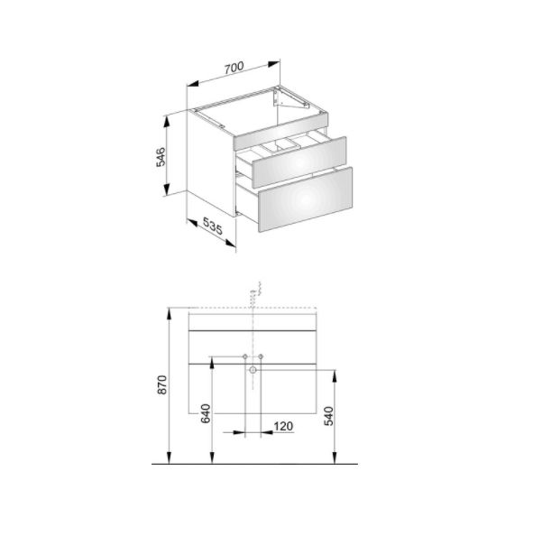 Тумба подвесная под раковину KEUCO EDITION 400  31541 870000 с двумя фронтальными выдвижными ящиками, корпус/фасад шпон, дуб кашемир