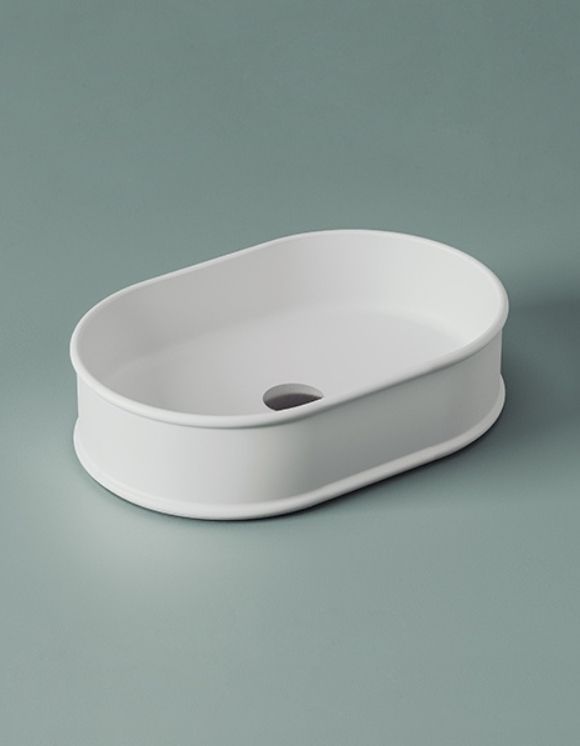 Раковина накладная овальная ARTCERAM ATELIER ATL002 17 00 600 мм х 400 мм, без отверстия под смеситель, без перелива, чёрная матовая