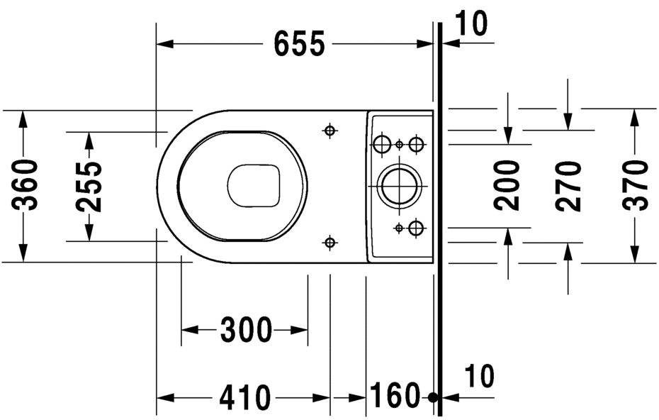 DURAVIT (Starck 3)Унитаз напольный 360х655мм, c покрытием HygieneGlaz, выпуск гориз., с крепежом, цвет белый