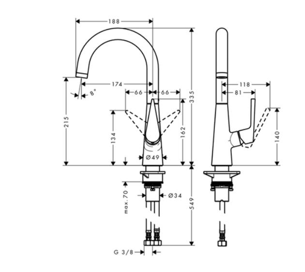 Смеситель для кухни Hansgrohe Talis S 72814000 Хром