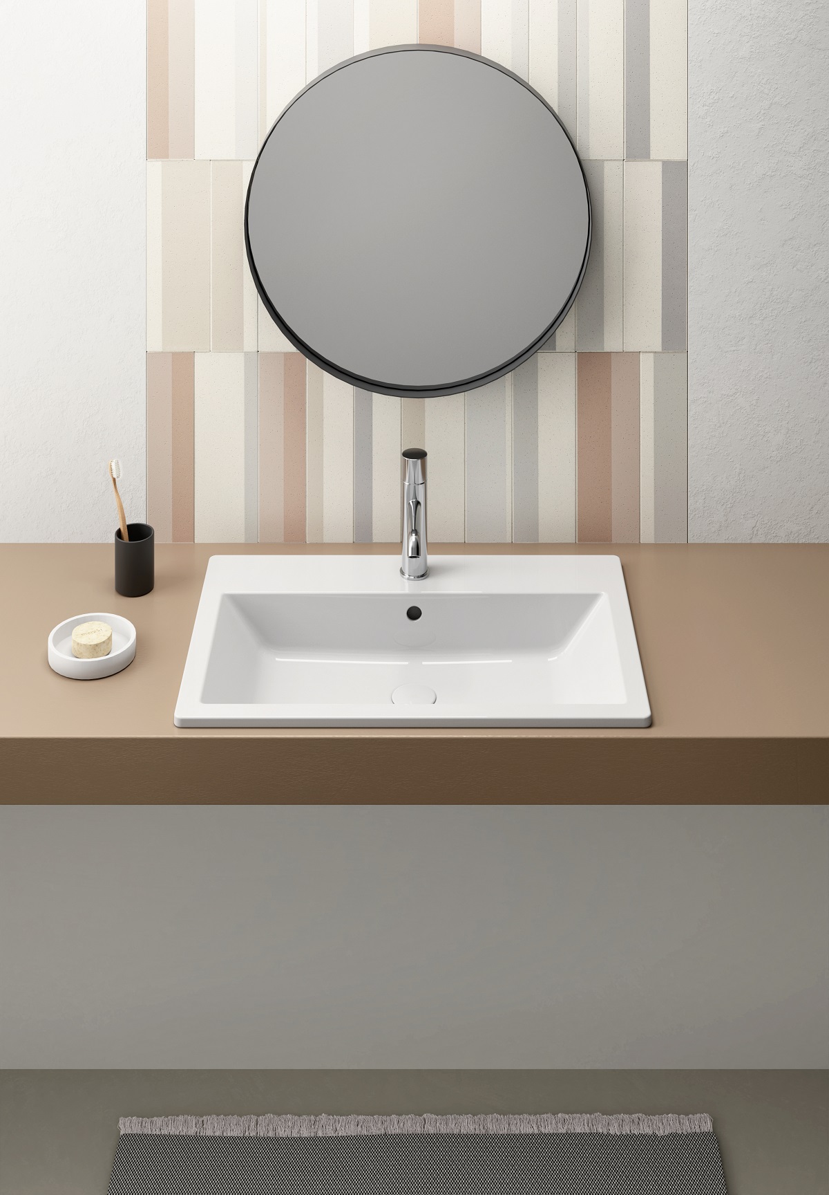 Раковина встраиваемая сверху GSI KUBE X 9437111 700 × 460 мм, с 1 отверстием под смеситель, с переливом, цвет Белый глянцевый