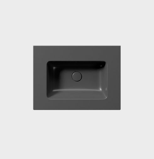 Раковина накладная/подвесная GSI PURA 8884126 c отверстием под смеситель, с переливом, цвет Чёрный матовый Ardesia