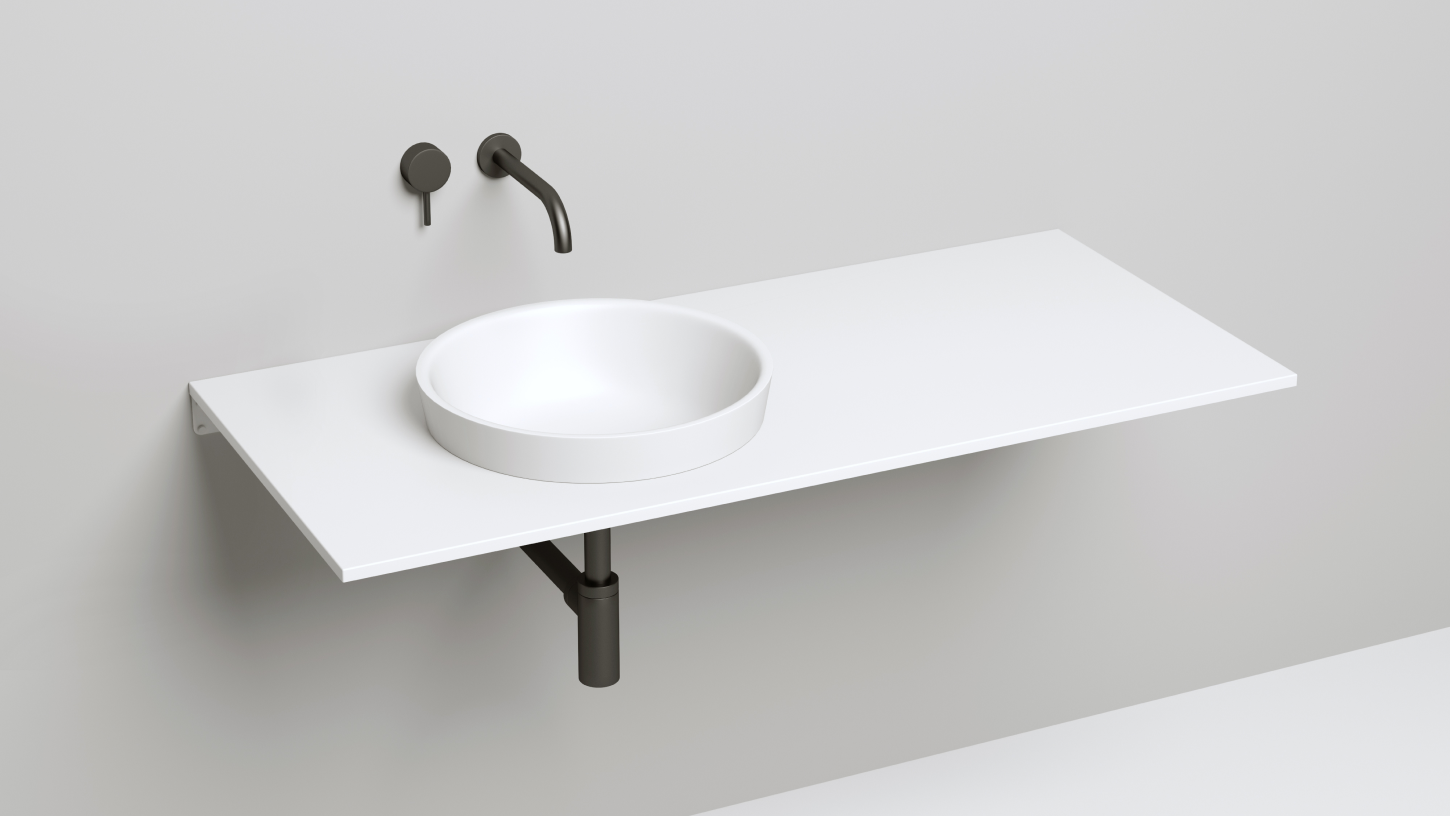 Раковина полувстраиваемая круглая SALINI MAREA 03 1802203M 415х415х165мм, S-Stone, без донного клапана, цвет Белый матовый