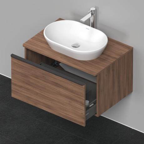 Тумба подвесная под раковину DURAVIT D-Neo DE494707979 800 мм х 550 мм, с консолью, с одним выдвижным ящиком, орех натуральный