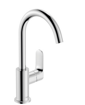 Однорычажный смеситель для раковины HANSGROHE REBRIS S 72536000 210 мм, с повортным изливом, с донным клапаном, хром