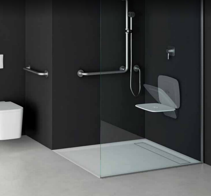 РАСПРОДАЖА Сиденье для душа откидное PROVEX SERIE 300 3020 SD 05 PM  Хром/Тёмно-серый