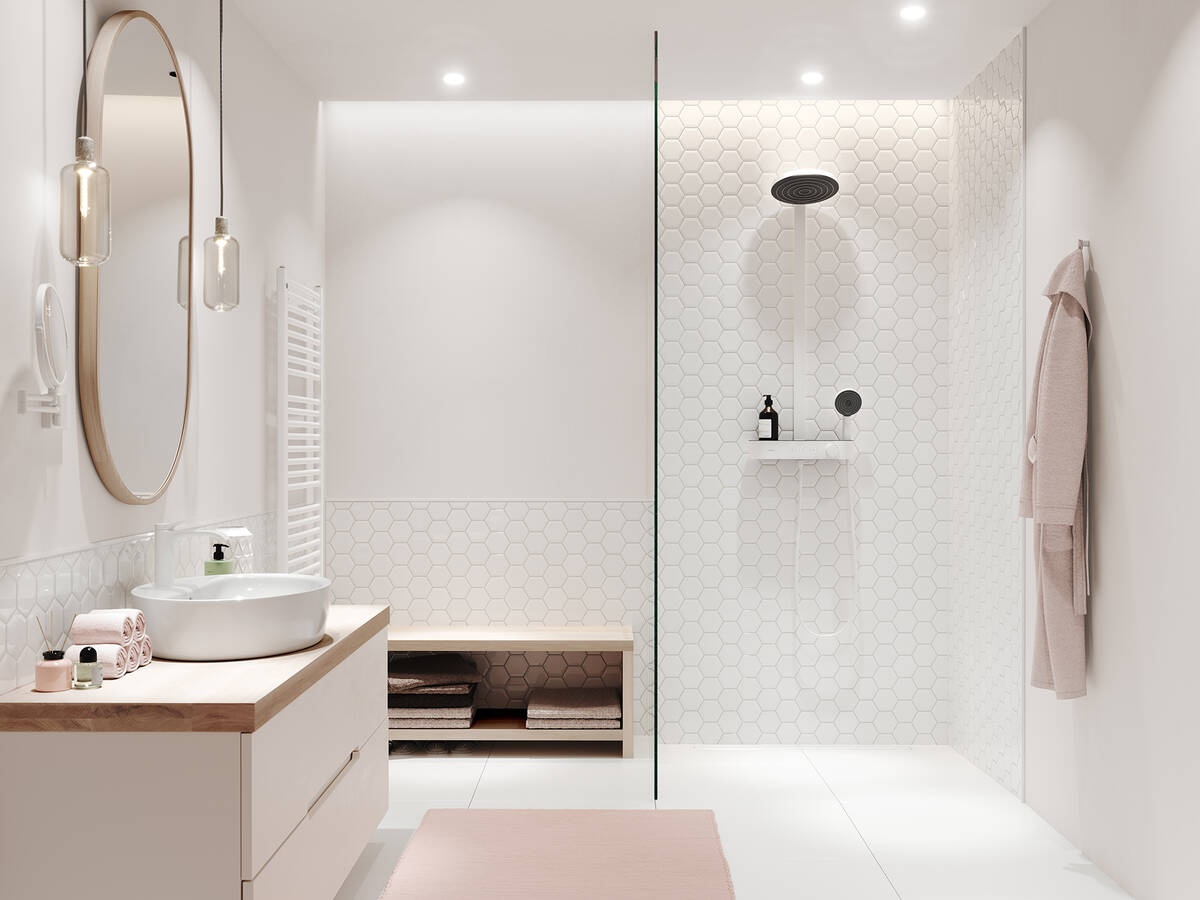 Душевая система с термостатом для душа Hansgrohe Pulsify S 24241700 Showerpipe 260 2 jet, с EcoSmart, матовый белый