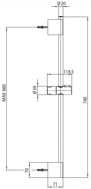 Душевой комплект BOSSINI Syncronia DE6005.2.030 со штангой 700 мм, цвет хром