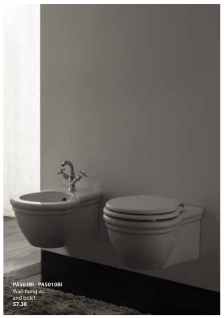 Унитаз подвесной GLOBO PAESTUM PAS03BI 570 мм х 380 мм, с креплением, белый глянцевый