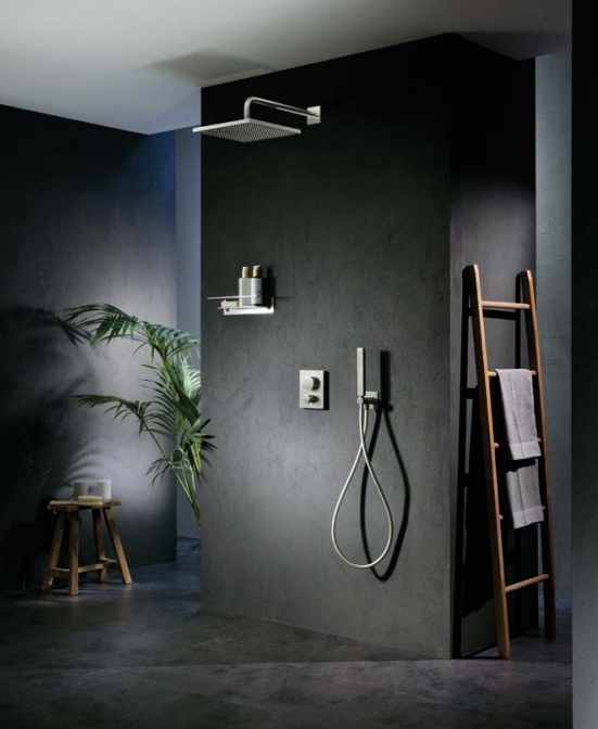 Внешняя часть прямоугольного термостата для душа ALMAR Core E176682.MB на 2 выхода, цвет Чёрный матовый