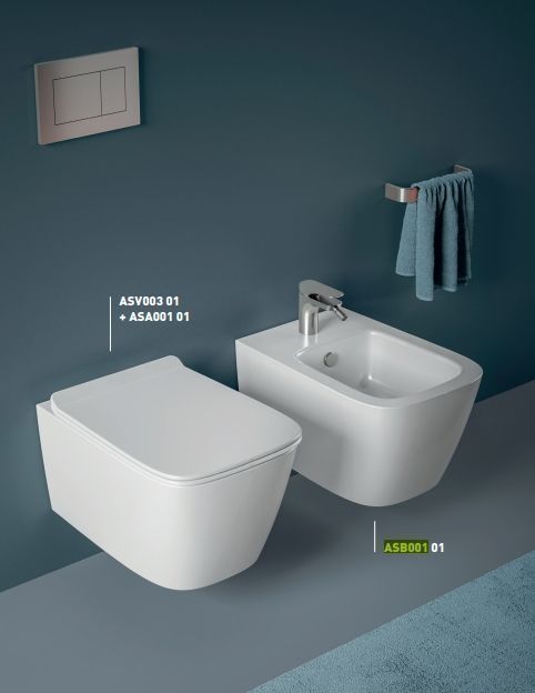 Биде повдесное ARTCERAM А16 ASB001 01 00 520 мм х 360 мм, с отверстием под смеситель, с переливом, белый глянцевый