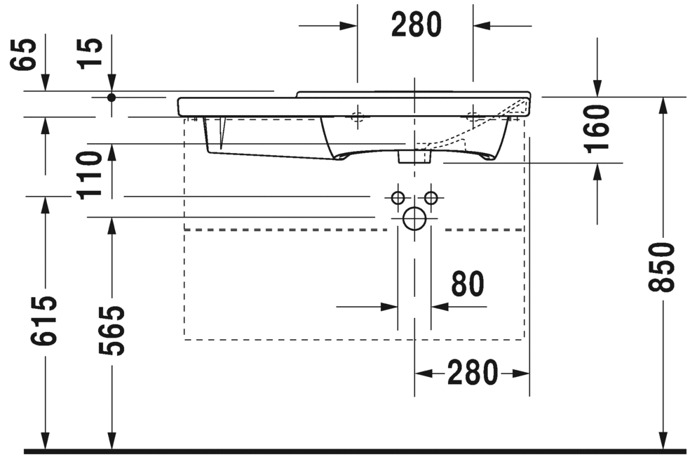 Раковина подвесная Duravit P3 comforts 2334850000 85х49см (изделие снято с производства)