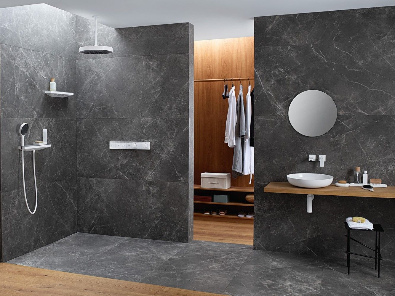 Верхний душ Hansgrohe Rainfinity 250 1jet 26229000 с потолочным кронштейном, EcoSmart, хром