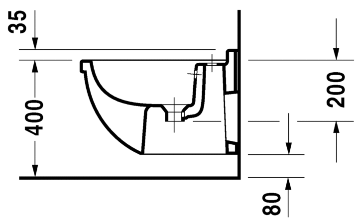 Подвесное биде Duravit Starck 3 22301500001 с переливом, с покрытием WonderGliss, белое 