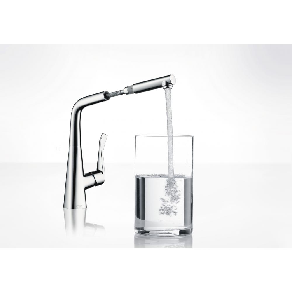 Смеситель для кухни с выдвижным душем Hansgrohe Metris 14821800 Под сталь