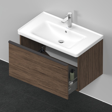 Тумба подвесная под раковину DURAVIT D-Neo DE425502121 784 мм х 452 мм, с одним выдвижным ящиком, орех тёмный