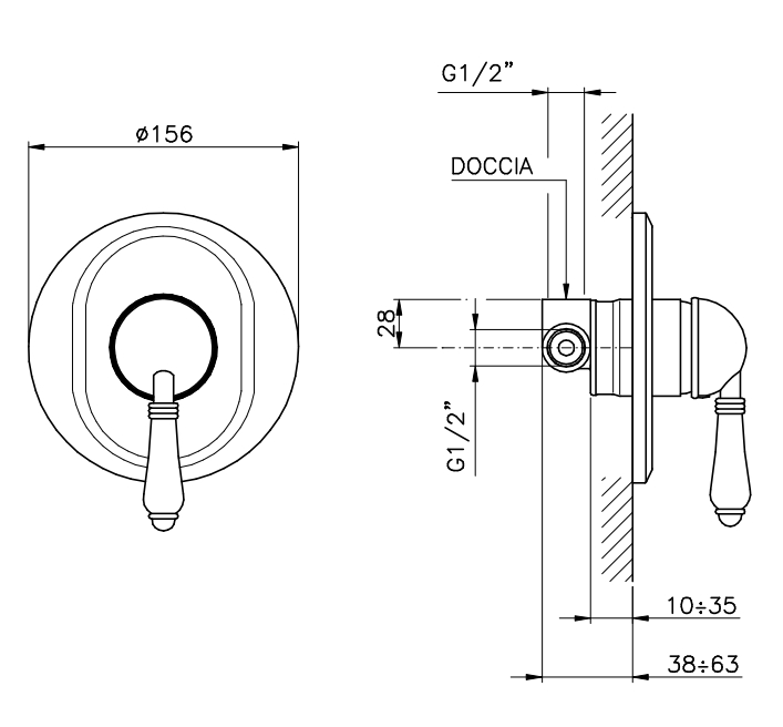 Смеситель для душа однорычажный NICOLAZZI MONOCOMANDO CLASSICO 3406CR75 Хром
