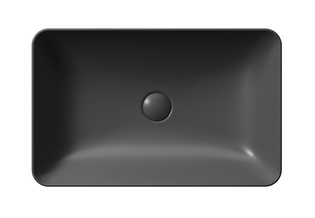 Раковина накладная GSI NUBES 903626 600 мм х 380 мм, без отверстия под смеситель, цвет Чёрный матовый Ardesia