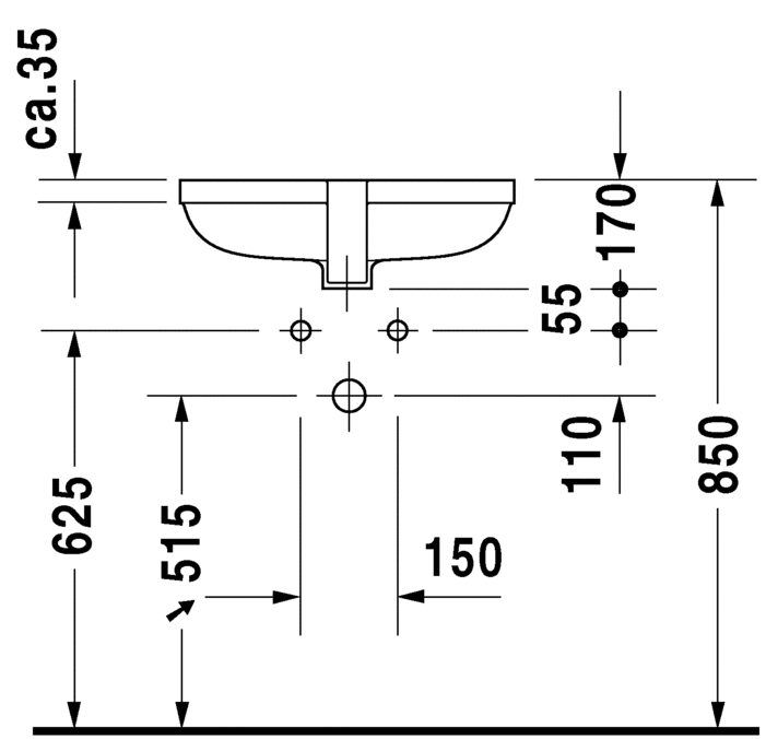 Раковина встраиваемая снизу Duravit Happy D.2  0457480000 48х34см