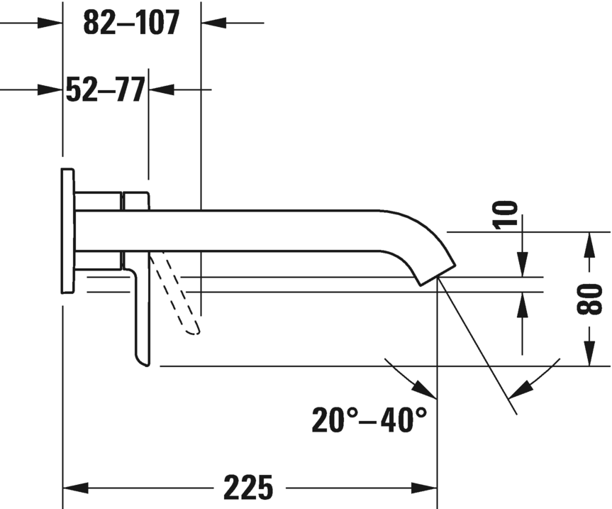 Однорычажный смеситель для раковины Duravit С.1 C11070004010 S 225 мм , Хром