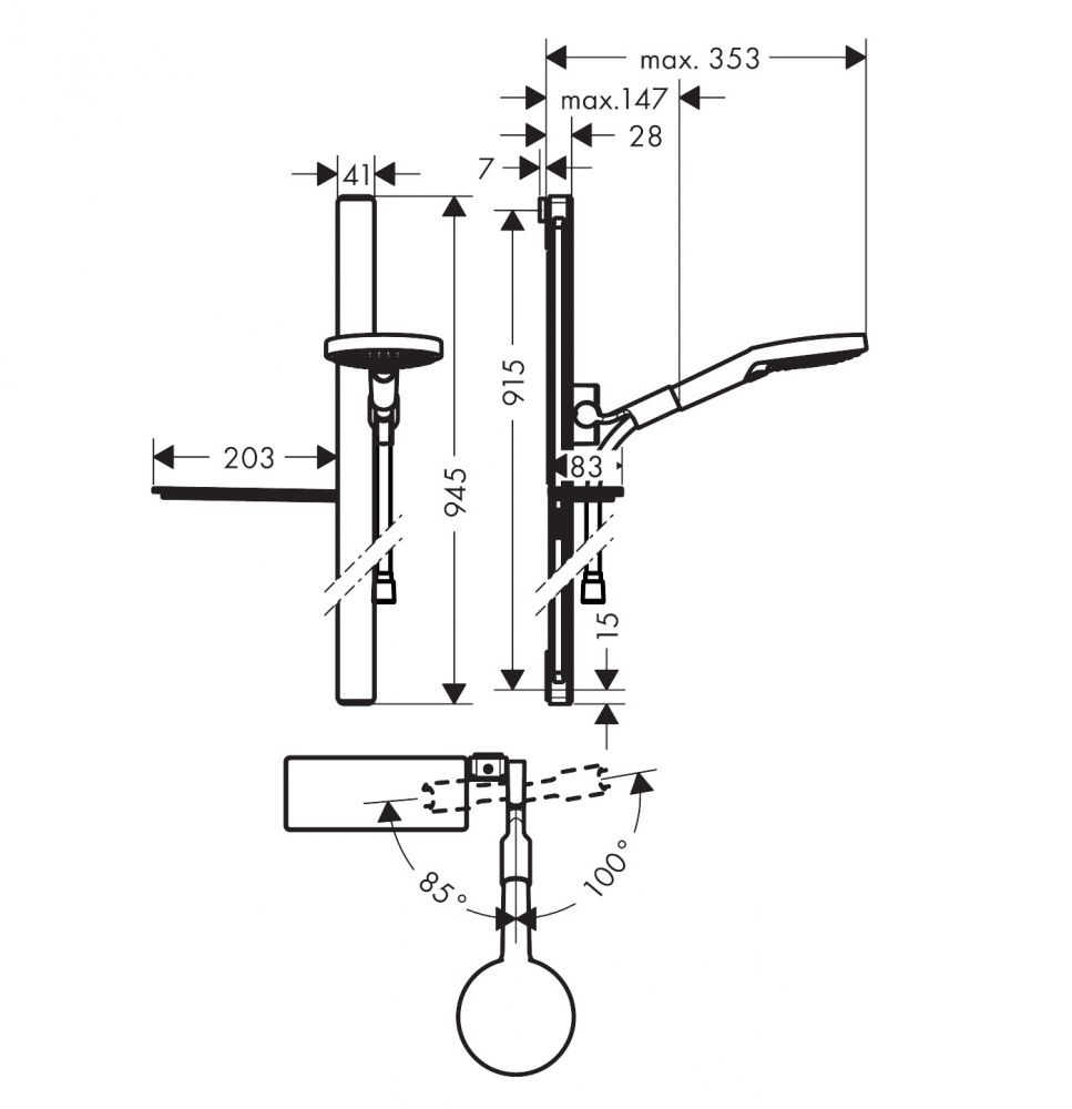 Душевой набор Hansgrohe Raindance Select S 27648400 белый/хром