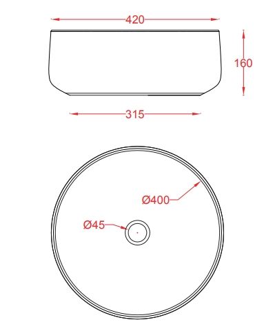 Раковиная круглая накладная ARTCERAM COGNAC COL001 01 00 420 мм х 420 мм, без отверстия под смеситель, без перелива, белый глянцевый