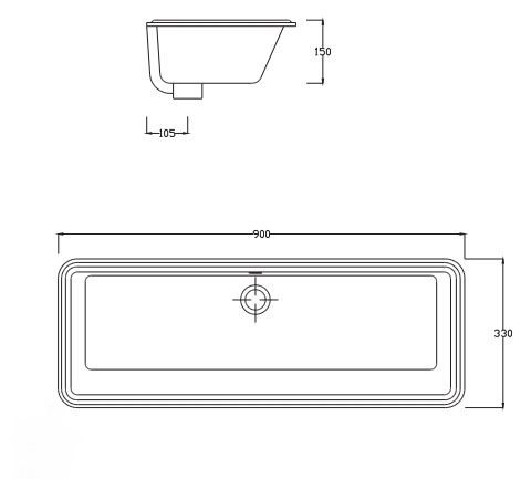 Раковина встраиваемая снизу ARTCERAM GEA GEL002 01 00 900 мм х 330 мм, без отверстия под смеситель, c переливом, белый глянцевый
