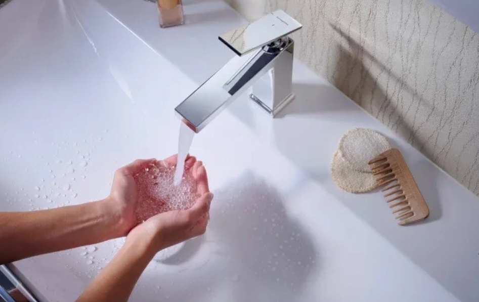 Однорычажный смеситель для раковины HANSGROHE Tecturis E 73010000 110 мм, со сливным гарнитуром, цвет Хром