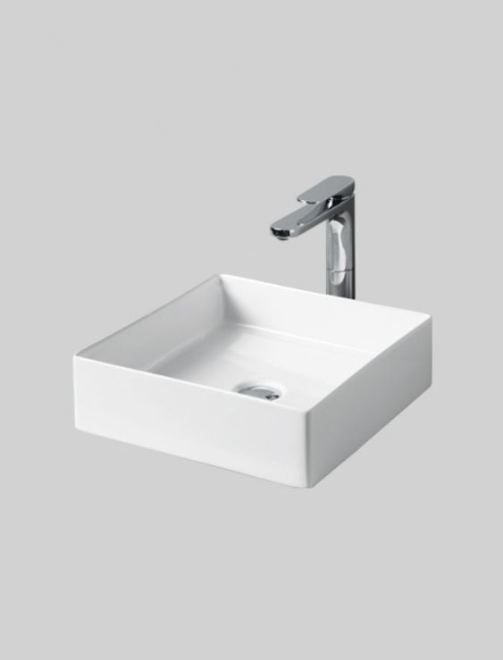 Раковина квадратная накладная ARTCERAM SCALINO SCL001 01 00 380 мм х 380 мм, без отверстия под смеситель, без перелива, белый глянцевый