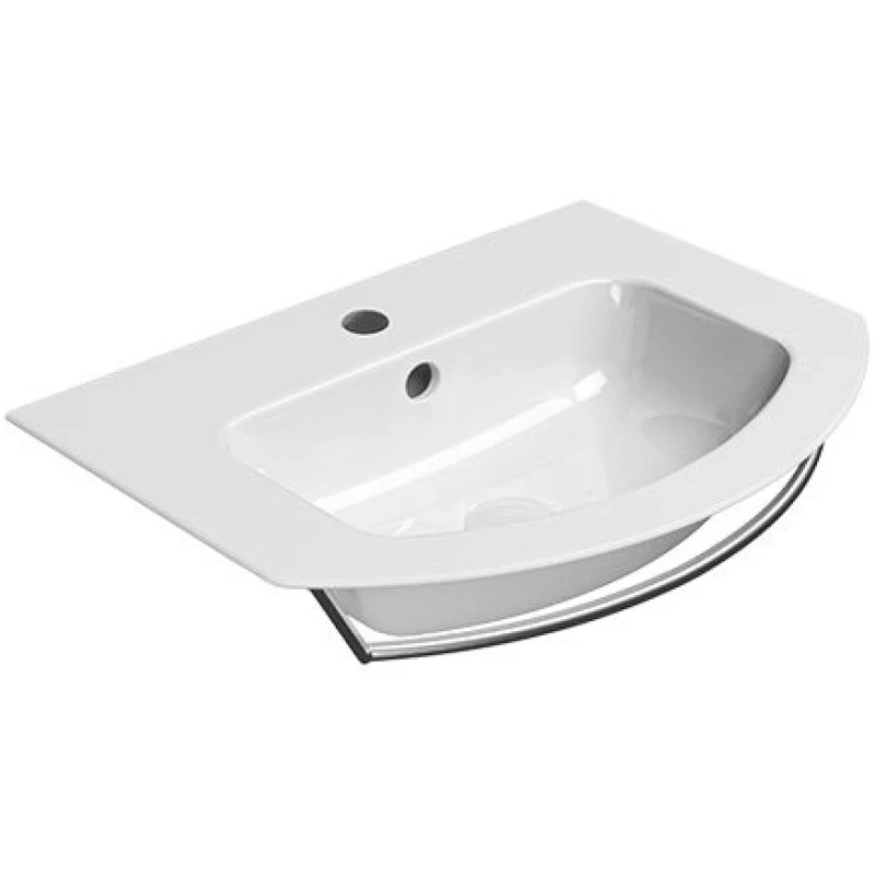 Раковина накладная/подвесная GSI PURA 8827111 620 мм х 480 мм, с отверстием под смеситель, с переливом, белый глянцевый