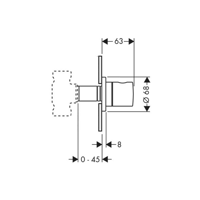 Наружная часть для запорных вентилей 1/2" и 3/4" AXOR Uno 38976000 хром