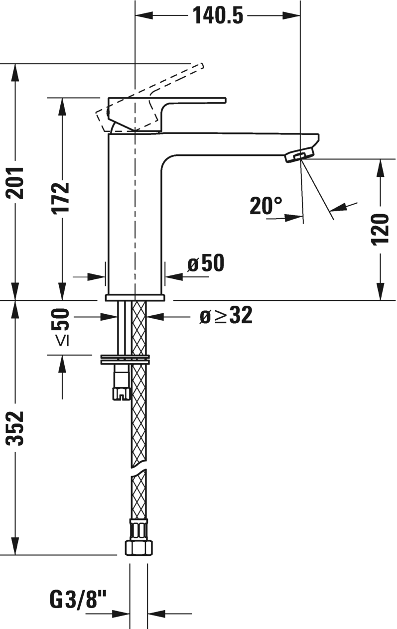 Однорычажный смеситель для раковины Duravit B.3  B31020002010, хром