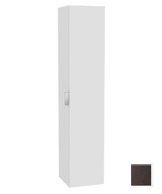 Шкаф - пенал высокий подвесной KEUCO EDITION 11 31331 850001 петли слева, 3 стеклянные полки, с бельевой корзиной, корпус/фасад шпон, табачный дуб