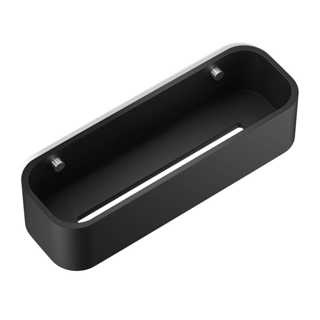 Душевая полочка-контейнер DECOR WALTHER (STONE DCT30) 0973865,  7 X 30 X 10 см, искусственный камень Solid Surface, цвет черный матовый/сталь матовая
