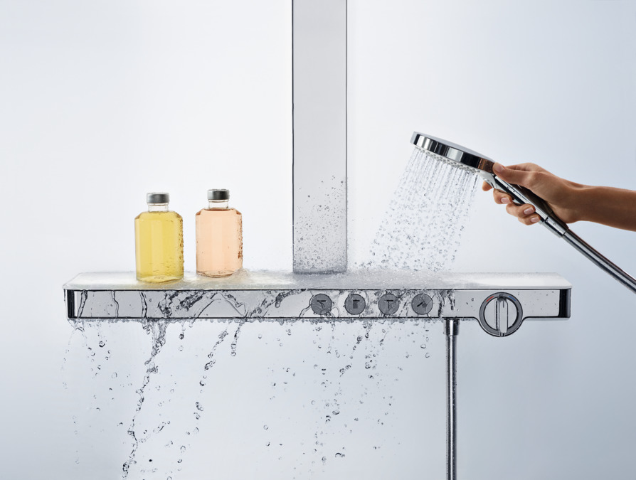 Душевой комплект Hansgrohe Rainmaker Select 27106400 Showerpipe 460 3jet с термостатом белый/хром