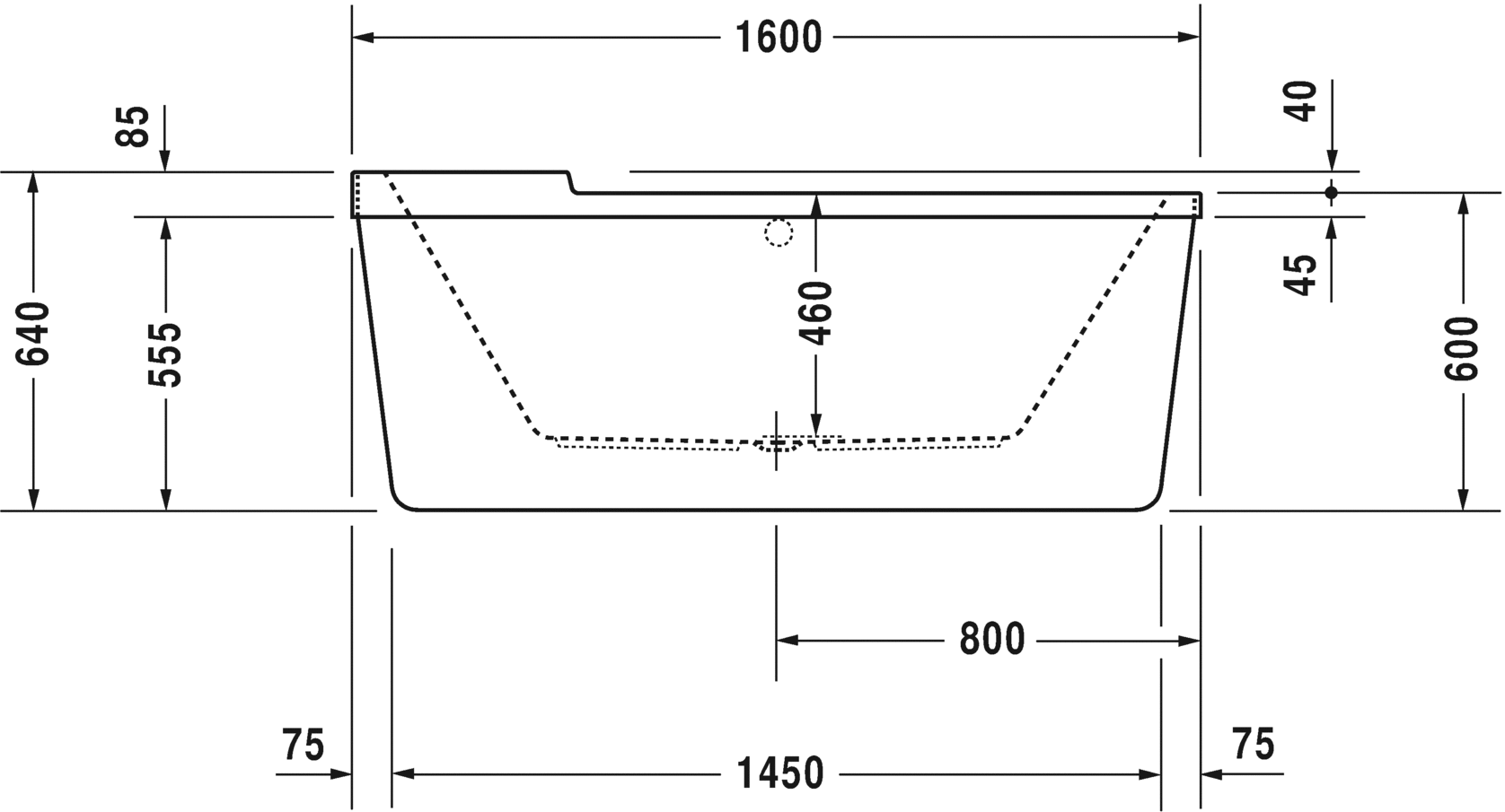 Акриловая ванна Duravit Starck 700409000000000 1600 мм х 800 мм, c двумя наклонами для спины, с акриловой панелью и ножками, отдельно стоящая, белая