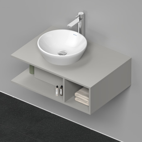 Тумба подвесная под раковину DURAVIT D-Neo DE492800707 800 мм х 550 мм, с консолью, с открытой полкой справа, бетонно-серый матовый