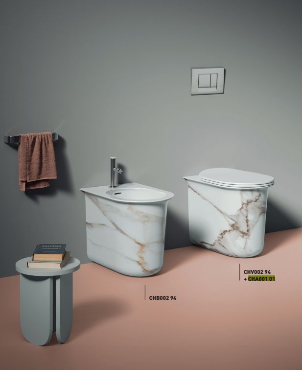 Сиденье для унитаза с крышкой ARTCERAM CHIC CHA001 17 71 soft-close, чёрный матовый/хром