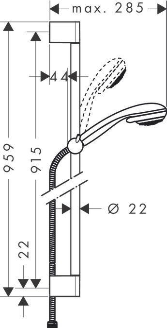 Душевой гарнитур со штангой 90 см Hansgrohe Crometta 85 Multi/Unica Crometta 27766000 Хром