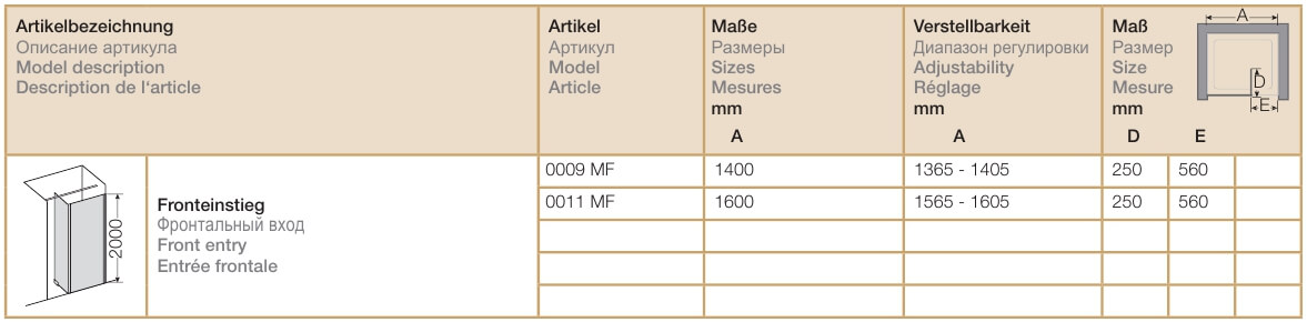 Душевая перегородка Provex Modula MF 0905 MF 05 GL с фронтальным входом 1400х1000 мм (изделие снято с производства)