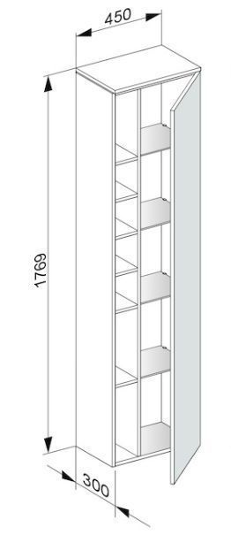 Высокий шкаф-пенал Keuco Edition 400  31735 370002 корпус/фасад структурный лак трюфель