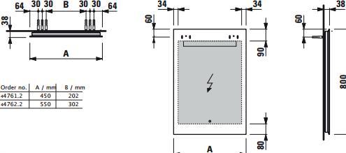 Зеркало  с интегрированной  LED  подсветкой    Laufen  Leelo  4.4761.2.950.144.1 с сенсорным выключателем, 450х38х700 мм