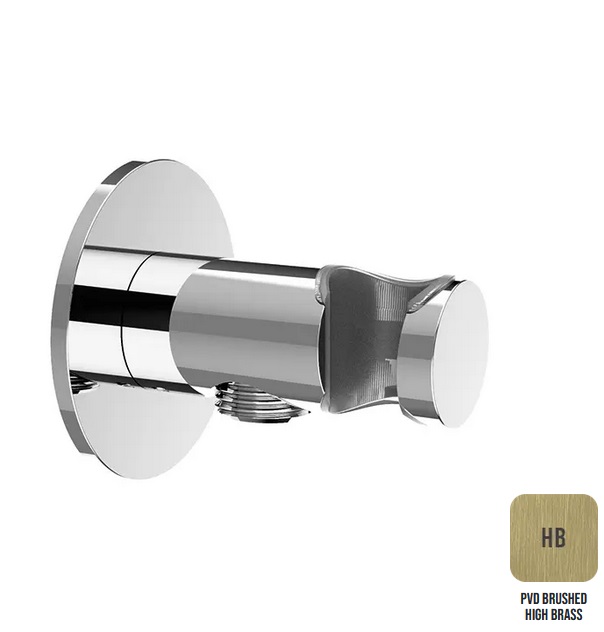 Вывод из стены с держателем для душа ALMAR SHOWER ACCESSORIES E095037.HB с круглым отражателем, цвет High Brass