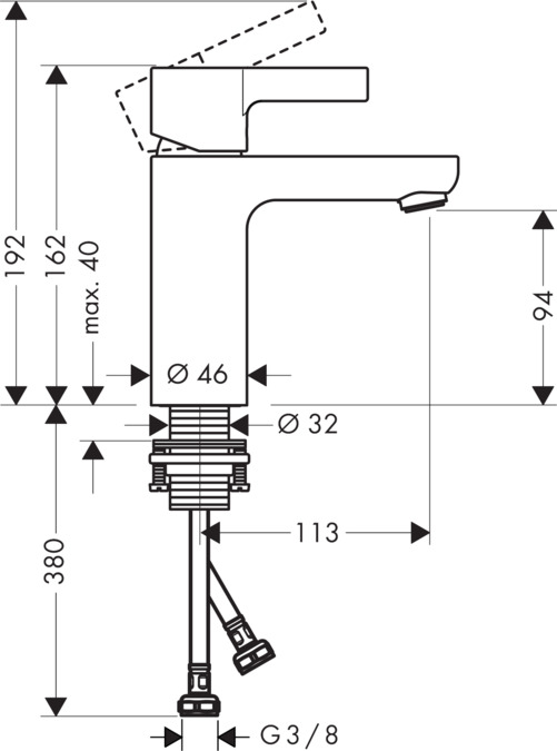 Смеситель для раковины без сливного набора Hansgrohe Metris S 31068000 Хром