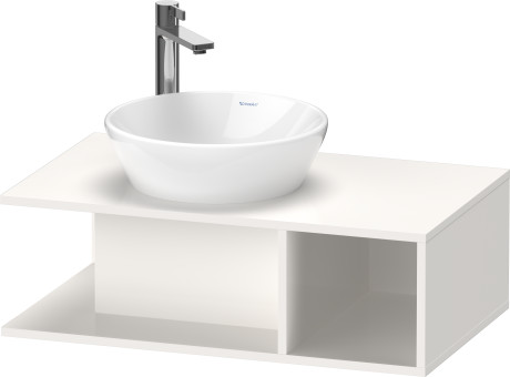 Тумба подвесная под раковину DURAVIT D-Neo DE491802222 800 мм х 480 мм, с консолью, с открытой полкой справа, белый глянцевый