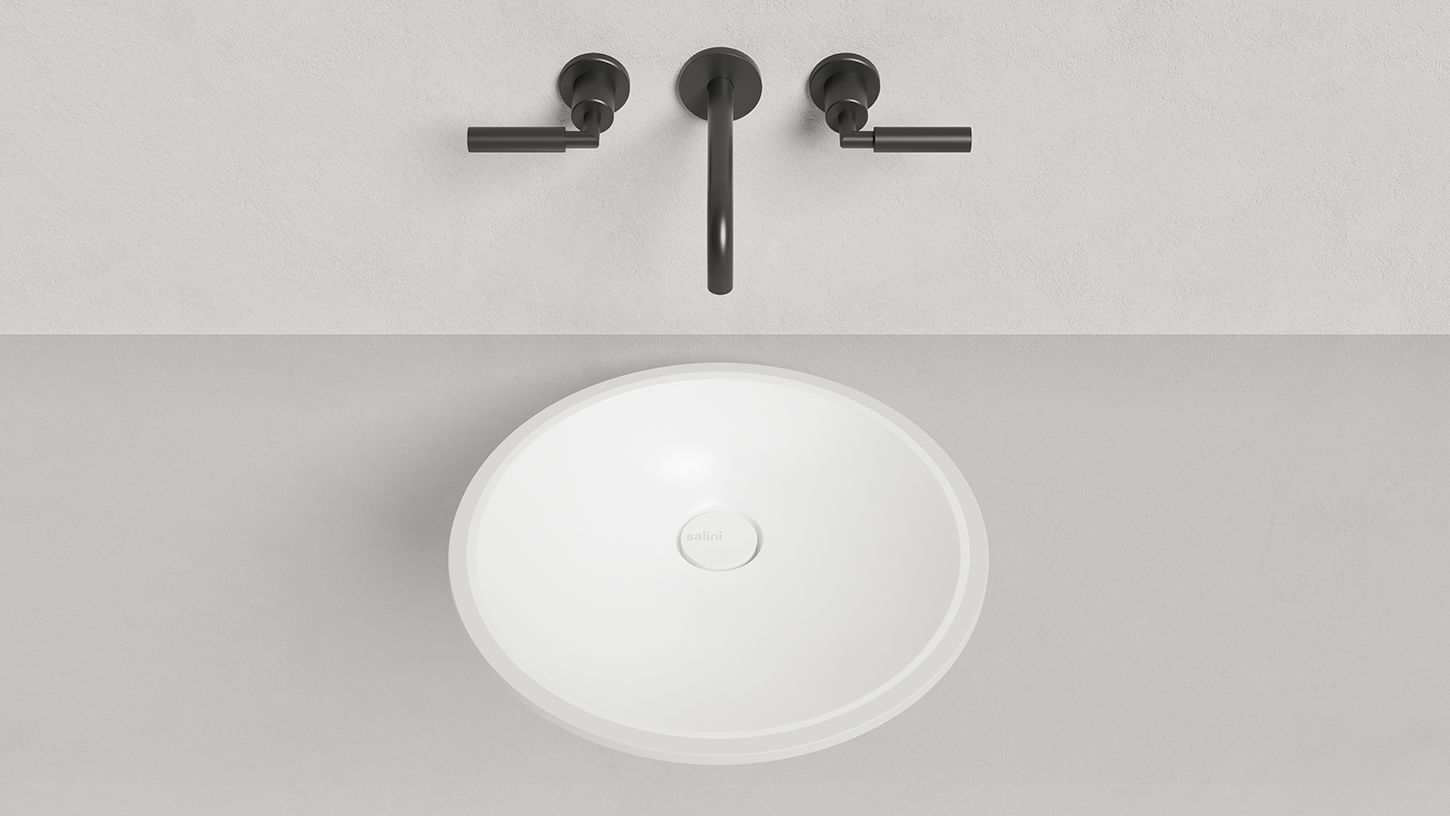 Раковина встраиваемая круглая SALINI MAREA 08 1802208M 420х420х135мм, S-Stone, без донного клапана, цвет Белый матовый