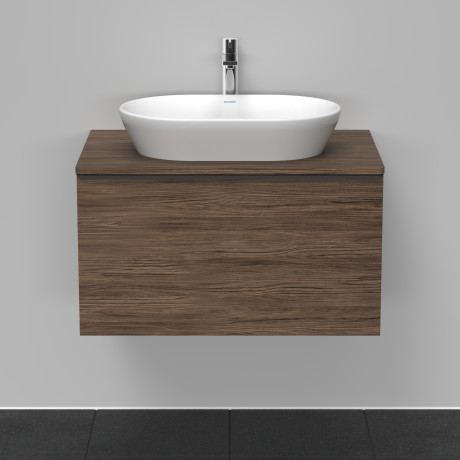 Тумба подвесная под раковину DURAVIT D-Neo DE494702121 800 мм х 550 мм, с консолью, с одним выдвижным ящиком, орех тёмный